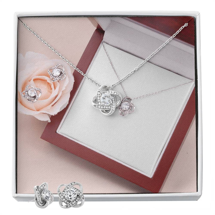 Matching Love Knot Earring and Necklace Set